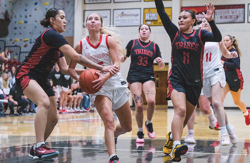 Madison Kaufman goes up for a layup during a home game against United Tribes before the Thanksgiving break. The Trappers return to the court this weekend in Rock Springs after not playing since Nov. 25.